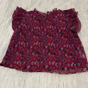 Anthropologie Red Floral Blouse